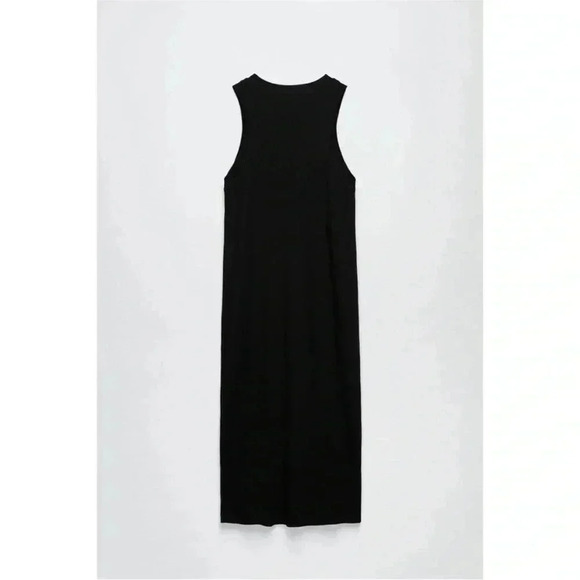 NWT Zara Black Midi Ribbed Dress - Picture 2 of 7